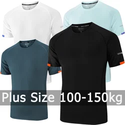 Plus Size T-shirt for Men 5XL-9XL Summer Quick Drying Sport T-shirt Breathable Oversized Running Fitness Tee