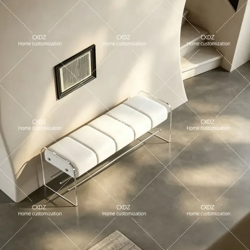 Light Luxury Transparent Acrylic Shoe Changing Stool Creative Bench for Bedroom Cloakroom Simple Home Entryway Door Seat