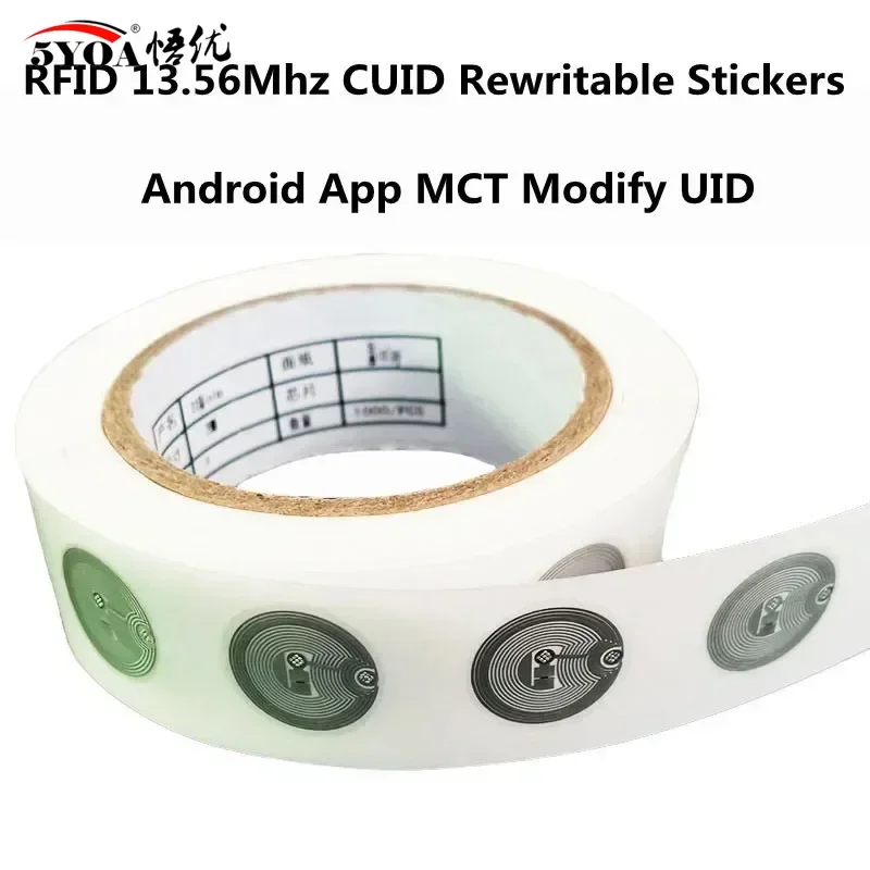 5YOA 13.56mhz CUID Changeable S50 1K RFID Sticker Wet Inlay NFC Tag Sector 0 Block 0 UID Rewritable NFC Andriod MCT Copy Clone