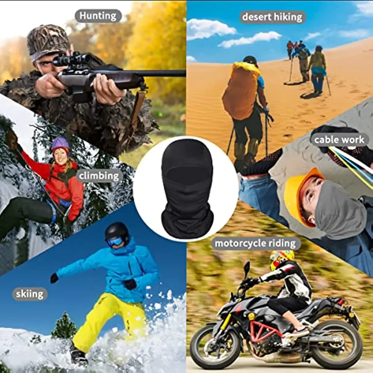 Balaclava Máscara Facial Completa para Homens e Mulheres, Máscara de Esqui de Motocicleta, Respirável, Leve, Máscara de Halloween ao ar livre