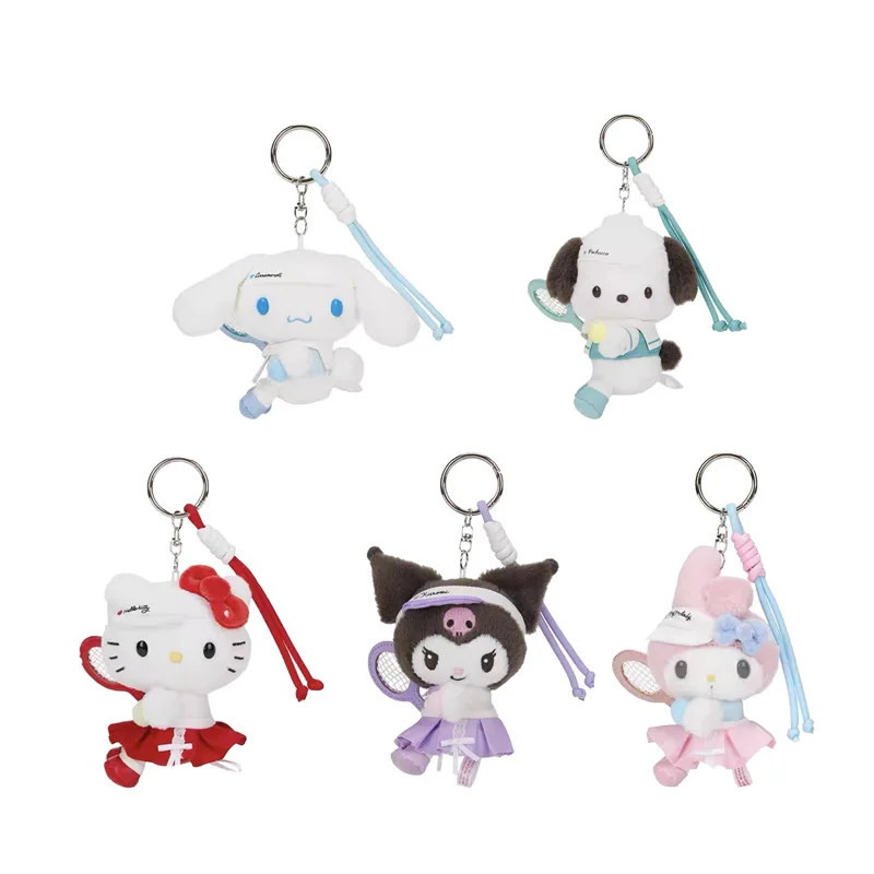 

Sanrios Tennis Academy Series My Melody Hellokittys Plush Doll Girls Bag Pendant Kuromi Pachacco Car Keychain Decoration Gift