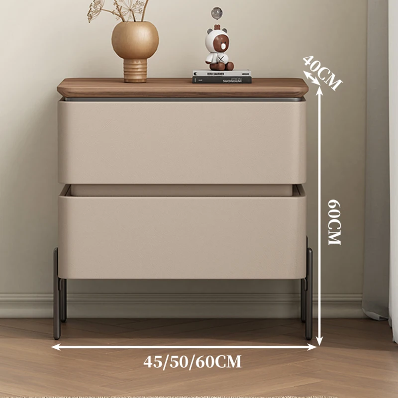 

# Bedroom Furniture Saddle Leather Nightstands With Wood Top 2 Drawers & Eco-Friendly