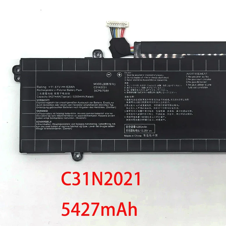 New Marvenho 63wh 11.61V 5427mah  C31N2021 Laptop Battery For ASUS ZenBook 14 Flip OLED UP5401EA 14X OLED UM5401QA