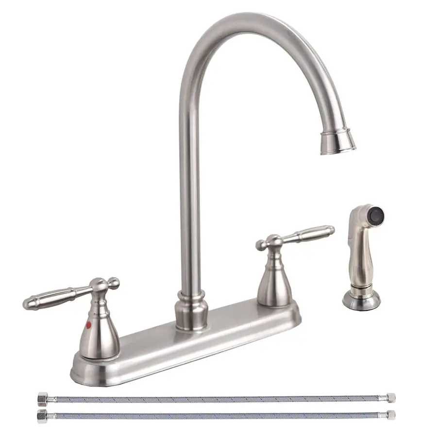 

Кухонный смеситель с боковым распылителем, двухручковый смеситель для кухонных моек на 3 или 4 отверстия, высокий кухонный смеситель с подключением к водопроводу