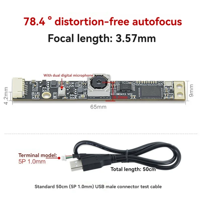 Profissional 78,4 °   Módulo de câmera USB 13MP 4K OV13B10 sem distorção/foco automático microfone embutido para Winxp/Win7/8/10/MAC OSX/Linux/A