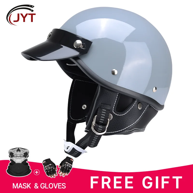 

Women and Men Retro Motorcycle Half Face Helmets Scooter Cruiser 1/2 Shell Cap Adult Helmet With Neckerchief Classic Style