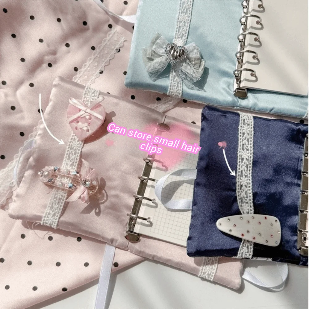 New 5 Holes Design Loose Leaf Notebook Cover M5 Size Korean Style Lace Bow Cover Scrapbook Cover Stationery Use