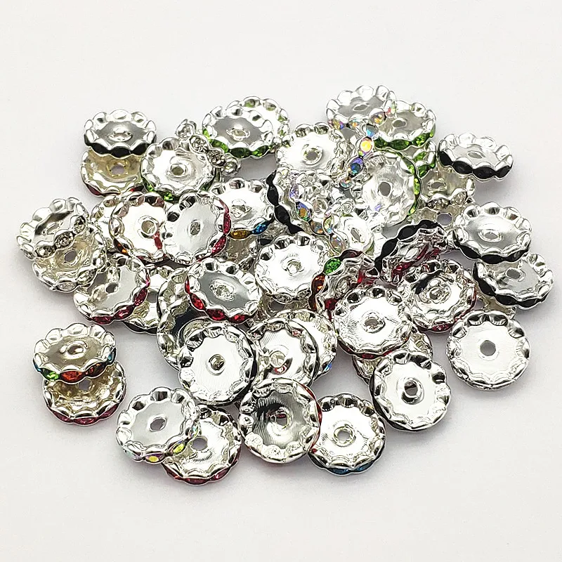 New Arrival! 15mm 200pcs Wheel Shape Rhinestone Loop Spacer Beads For Handmade Earring DIY Parts.Jewelry Findings&Components