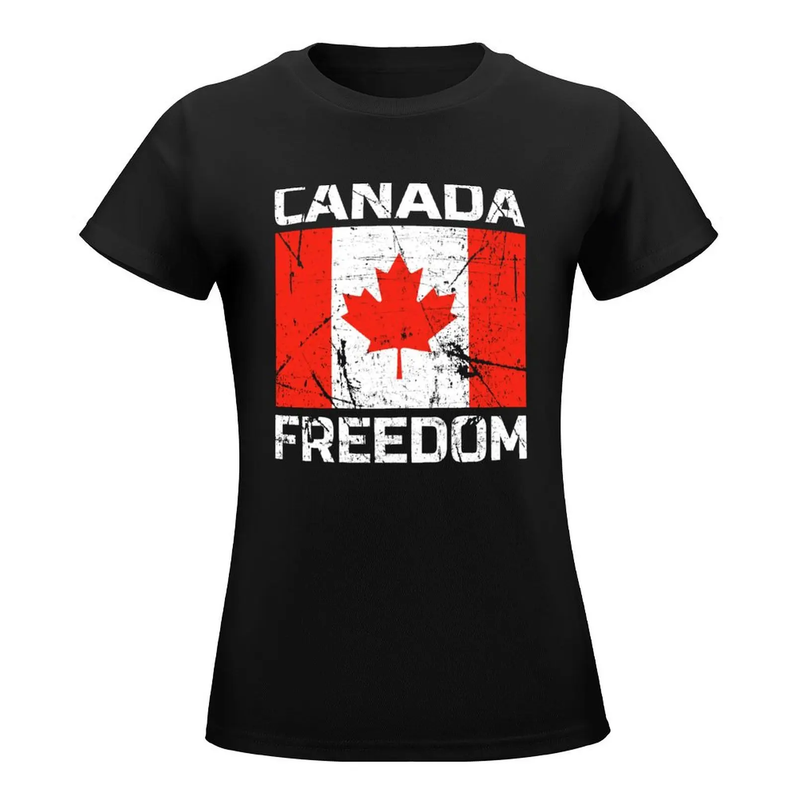 CANADA FREEDOM - Canadian Flag T-Shirt funny aesthetic clothes cute clothes white t-shirts for Women