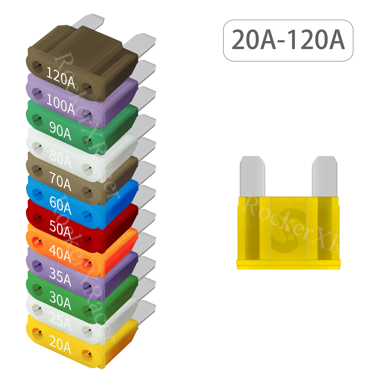 5-teiliges Verbessertes Maxi-Sicherungssatz-Set 12V-58V Hochstrom 20A 30A 40A 50A 60A 70A 80A 100A Großformat für Auto LKW Boot
