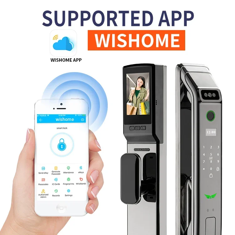 3D Face Recognition Automatic Fingerprint Cerraduras App Wifi Biometric Digital Door Lock With Camera