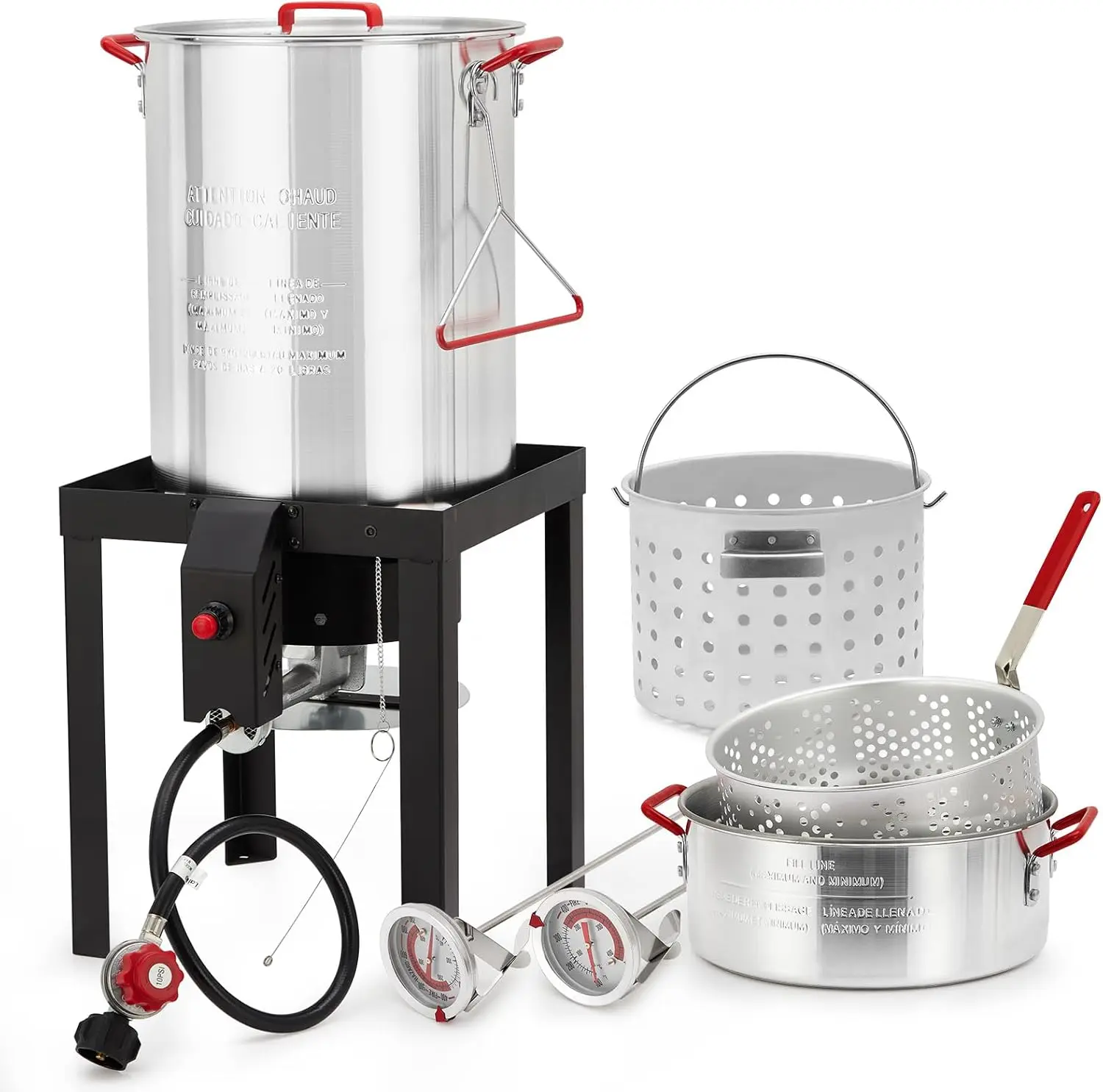 30 Qt Turkey Deep Fryer & 10 Qt Fish Fryer Kit, Aluminum Seafood Crawfish Boiler Pot W/38000 Btu Outdoor Propane Stove Burner