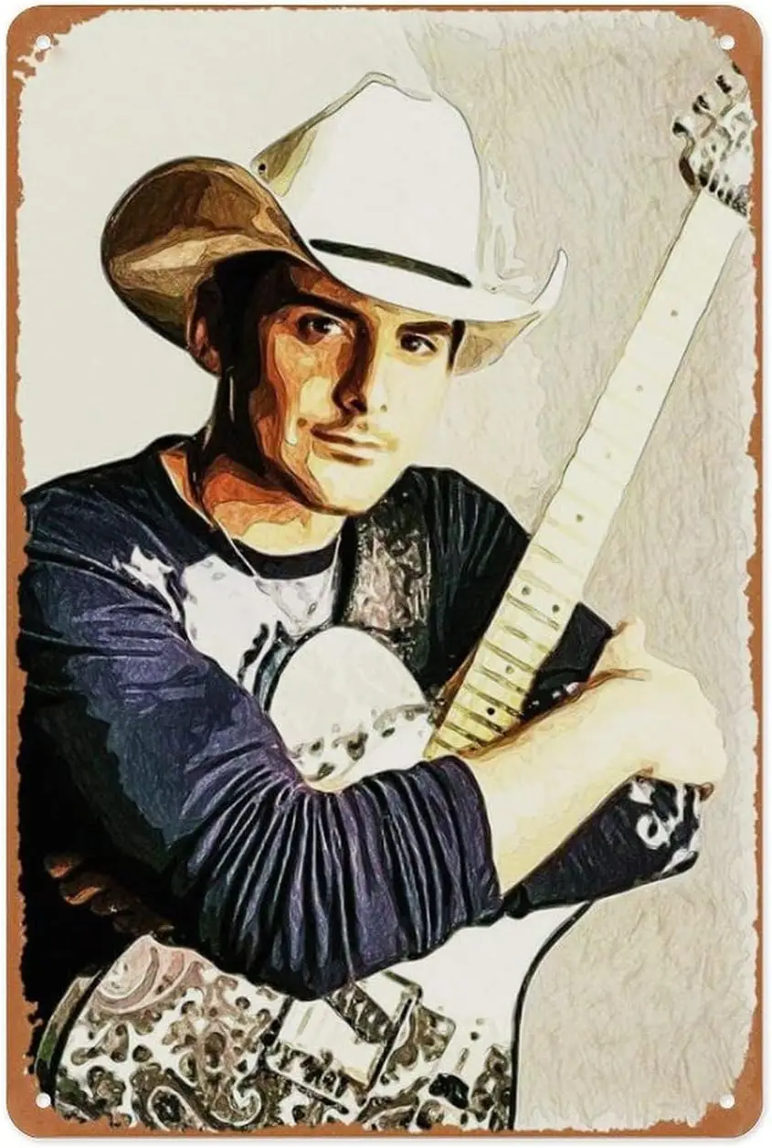 Vintage Metal Sign - Brad Paisley Fan - 8x12 Inch Wall Art for Garage, Man Cave, Game Room, Coffee House Or Home Bar Decor