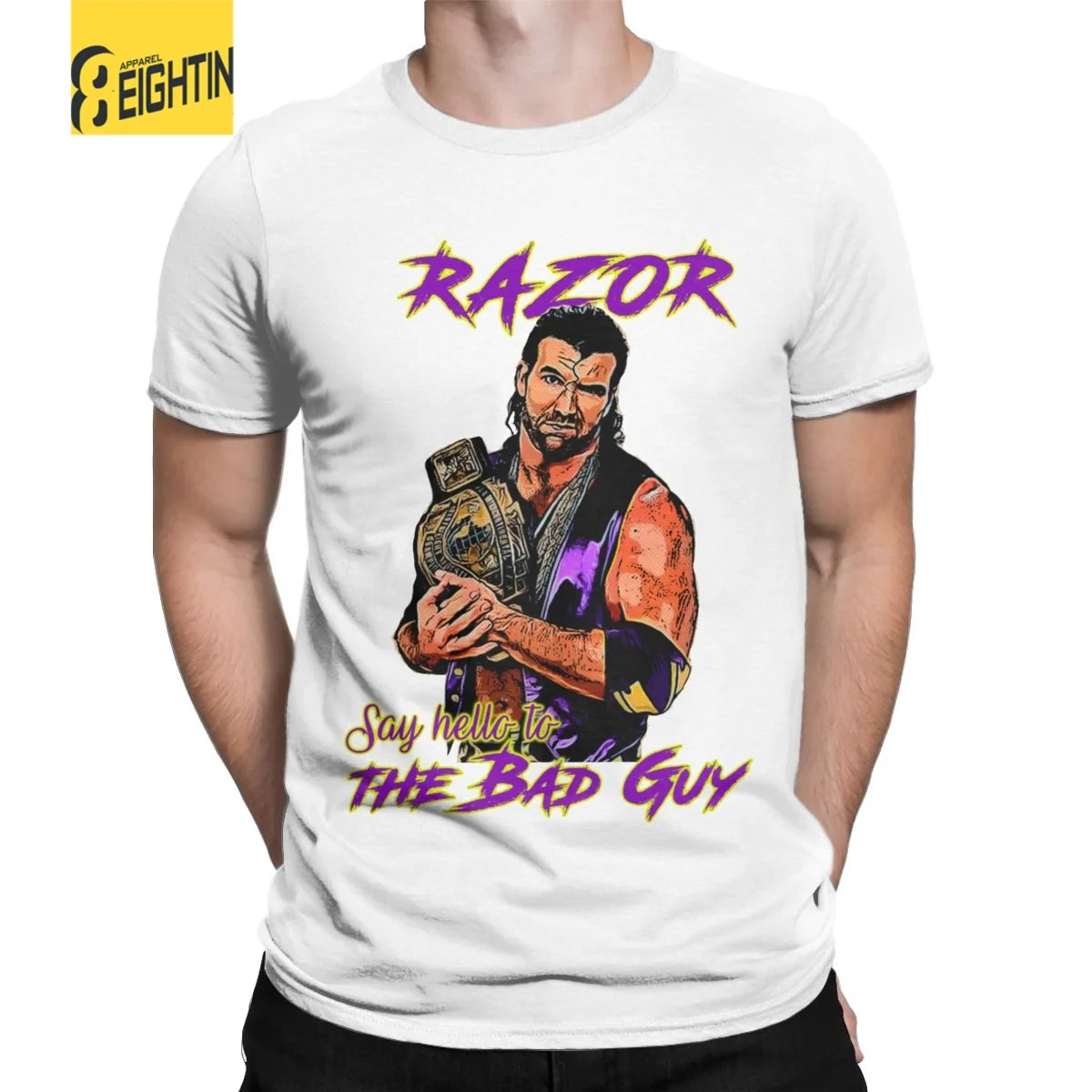 Men's Razor Ramon The Bad Guy T Shirts Wrestling Legend 100% Cotton Tops Awesome Short Sleeve O Neck Tees Summer T-Shirts