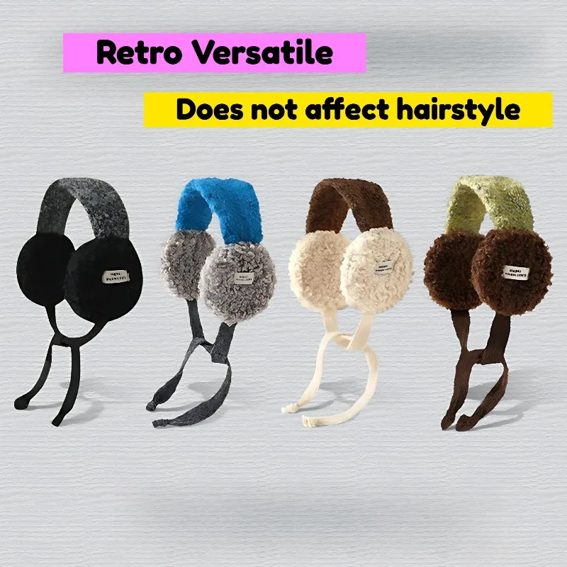 블루 코리안 스켈레톤 프리 레트로 여성용 귀마개 겨울 방풍 따뜻한 스트랩 귀여운 플러시 다용도 방한 귀마개 연인용