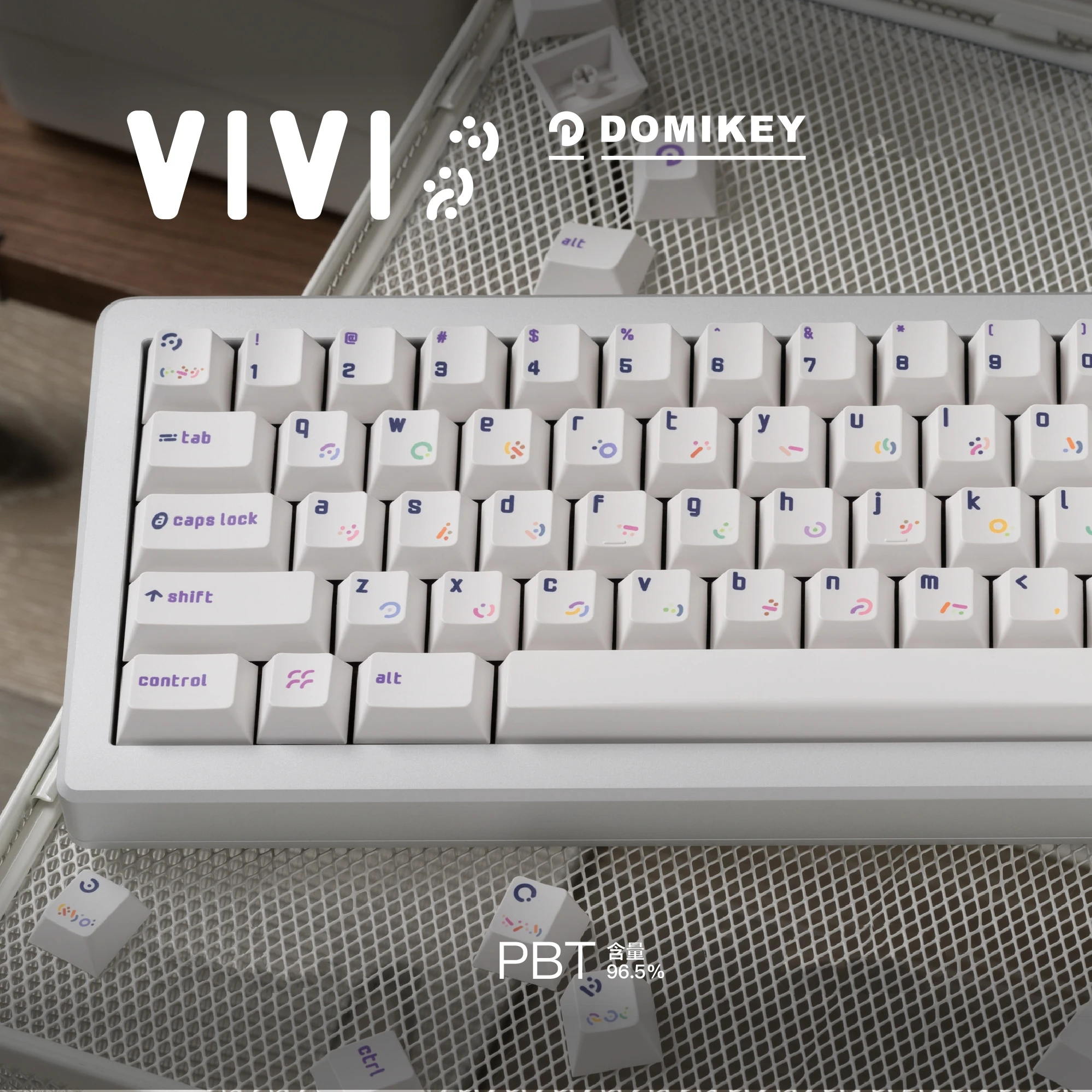 DOMIKEY VIVI Keycaps PBT Thermal Sublimation Customized Mechanical Keyboard Keycaps 61/64/84/87/98/104