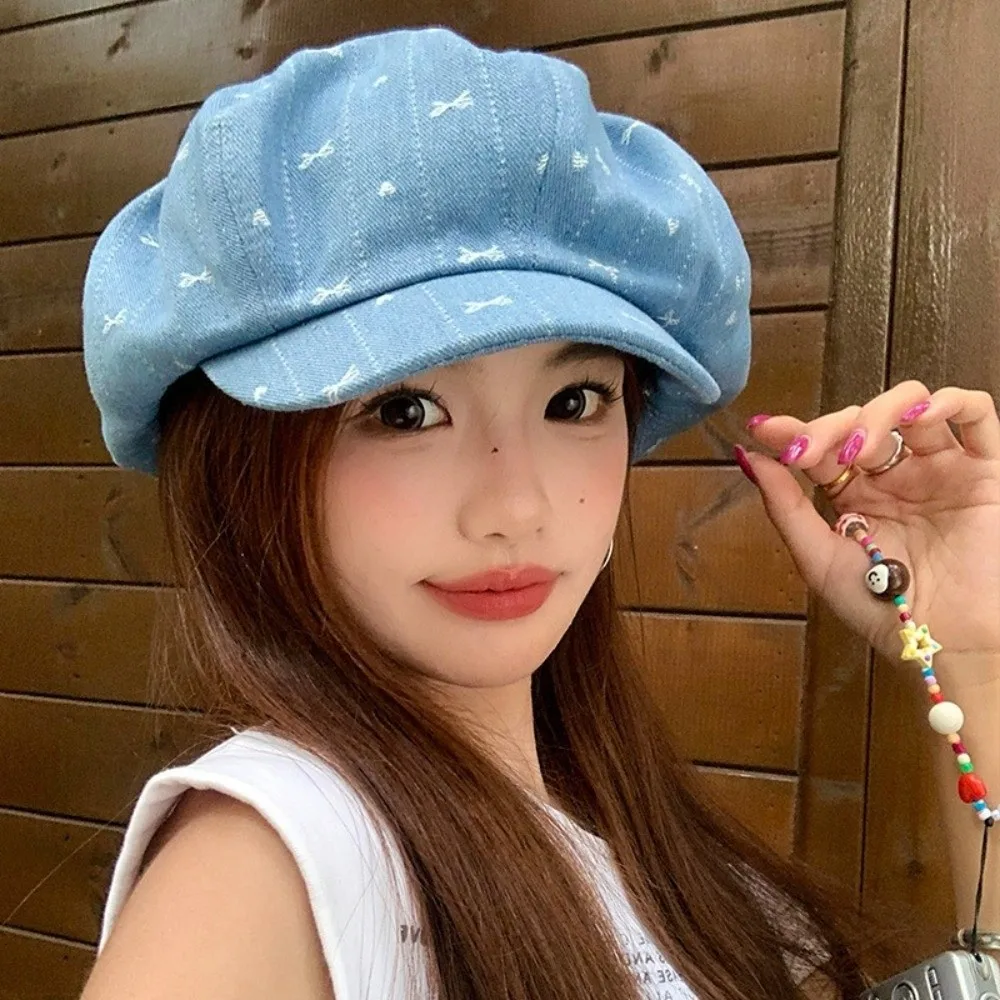 

Ins Vintage Retro Bow Beret Japanese Cloud Octagonal Cap Painter Artist Newsboy Cap Girls