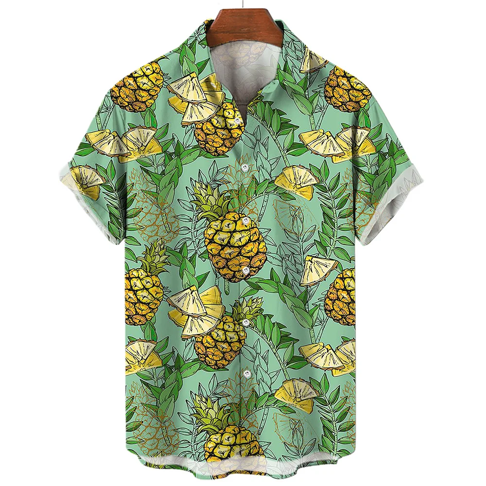 

Funny Fruit Printed Summer Fashion Hawaiian Beach Shirts For Men Y2k personalities Short Sleeves Shirt Top Lapel Women Clothes