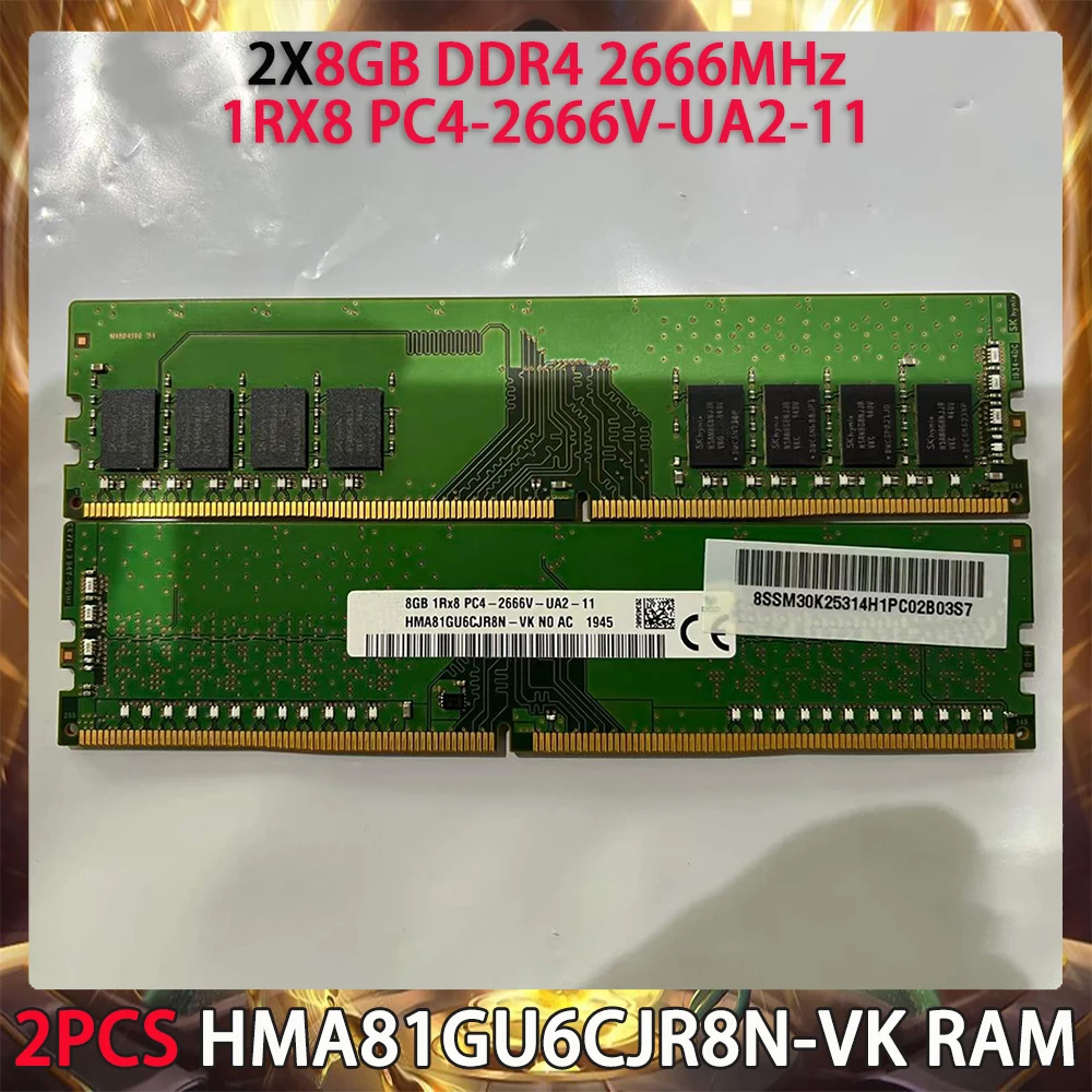 2PCS HMA81GU6CJR8N-VK RAM For SK Hynix 8GB DDR4 2666MHz 1RX8 PC4-2666V-UA2-11 Desktop Memory