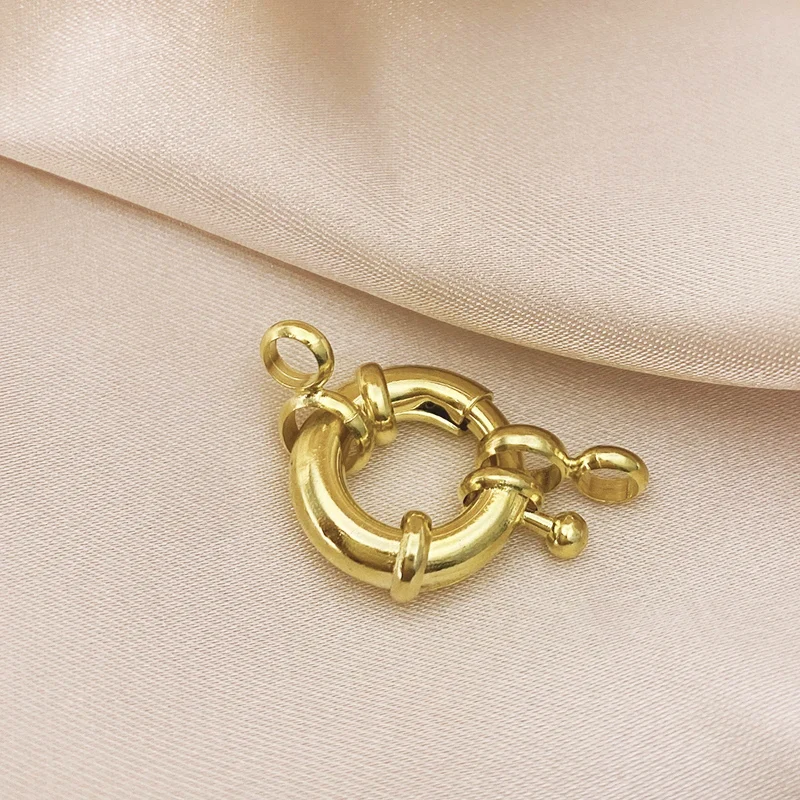 18K Real gold color Round Spring Clasps Hooks for Bracelet Clavicle Necklace Clasp Connectors DIY Jewelry Making Supplies image 5