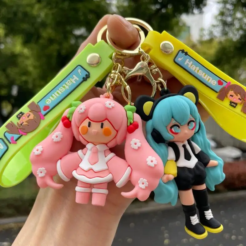 Hatsune Miku Series Keychain Creativity Cartoon Pvc Key Ring Car Backpack Zipper Accessories Decoration Anime Peripherals Gift
