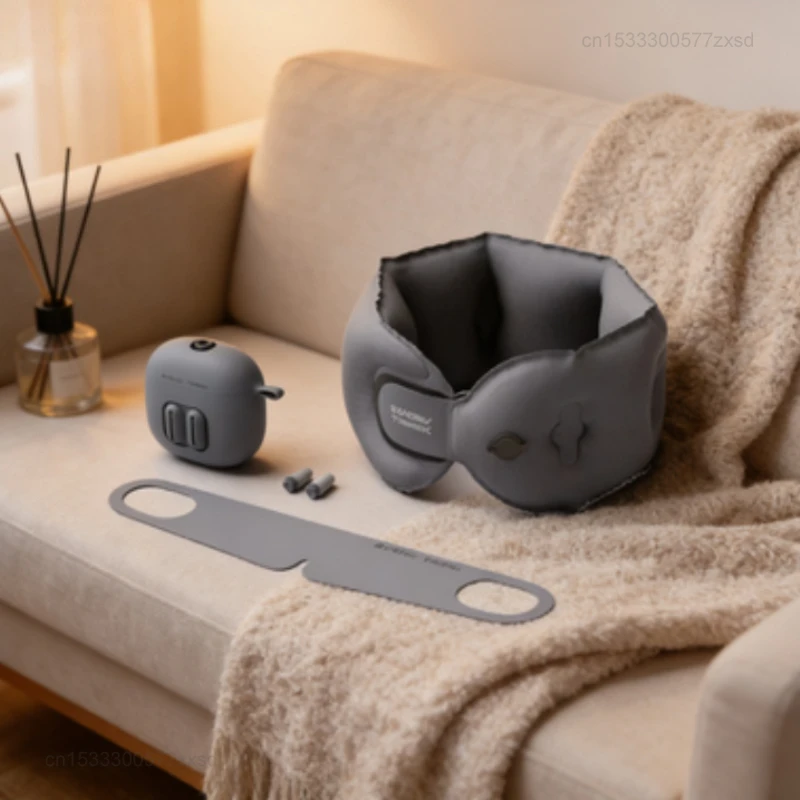 EVERYTHINK Sleep Cave U-shaped Pillow Portable Foldable Press-type Inflatable Travel Pillow Soft Cushion Home Outdoor Neck Relax