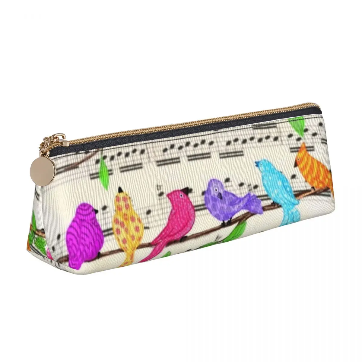 Musical Birds Pencil Case Colorful Parrot Print School Pencil Cases Triangle Students Lovely Pencil Pouch School Stationery