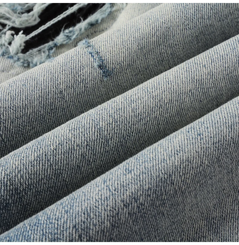 Herren-Lederjeans mit Plissee-Patches, Biker-Stil, Streetwear, Skinny, schmal geschnitten, hochelastisch, Jeanshose mit Löchern, zerrissen, Distressed-Hose – Detail 14
