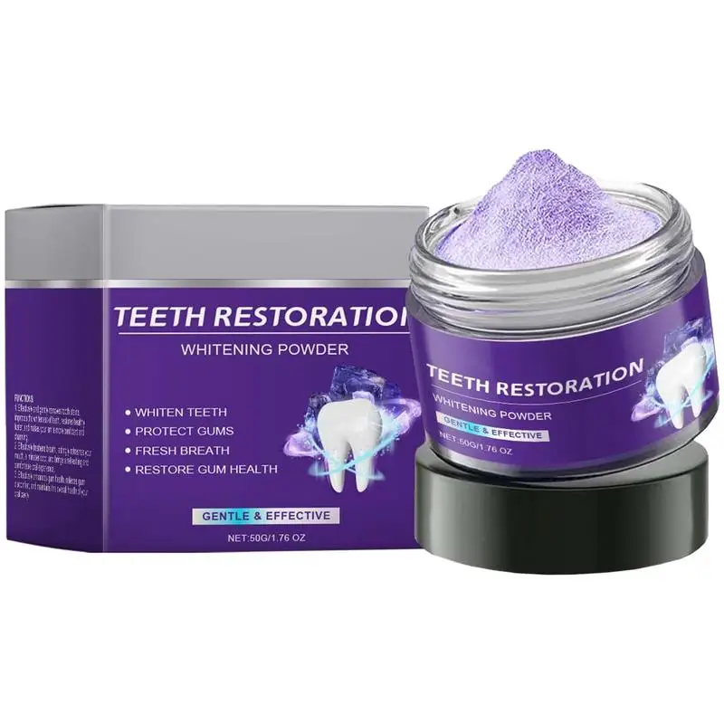 

Отбеливающий порошок для зубов, фиолетовый осветляющий порошок, зубная паста, удаление пятен налета, свежее дыхание, инструменты для ухода за отбеливанием зубов