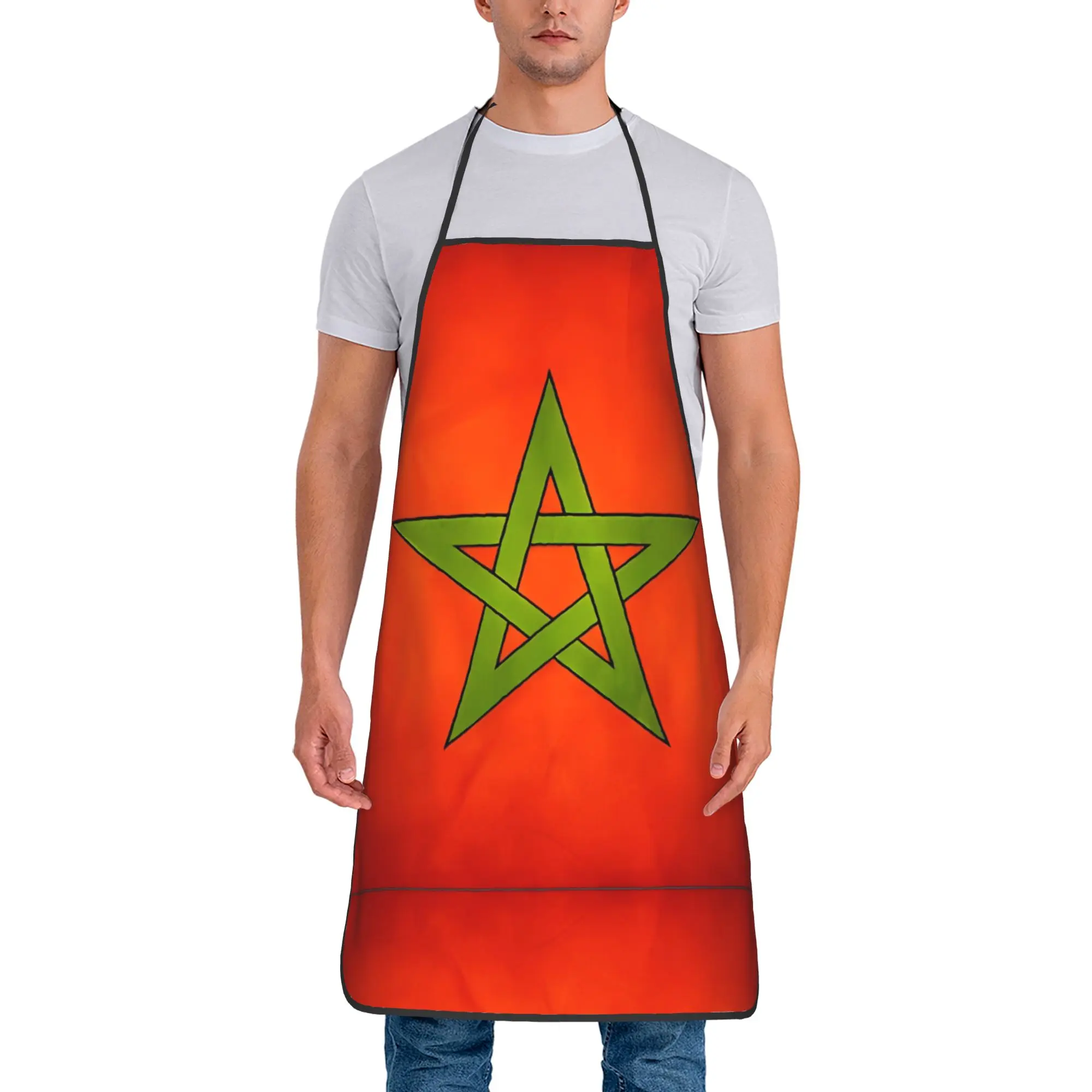 

Фартуки с флагом Марокко, унисекс, полиэстер, водонепроницаемые, для взрослых, модные аксессуары для кемпинга