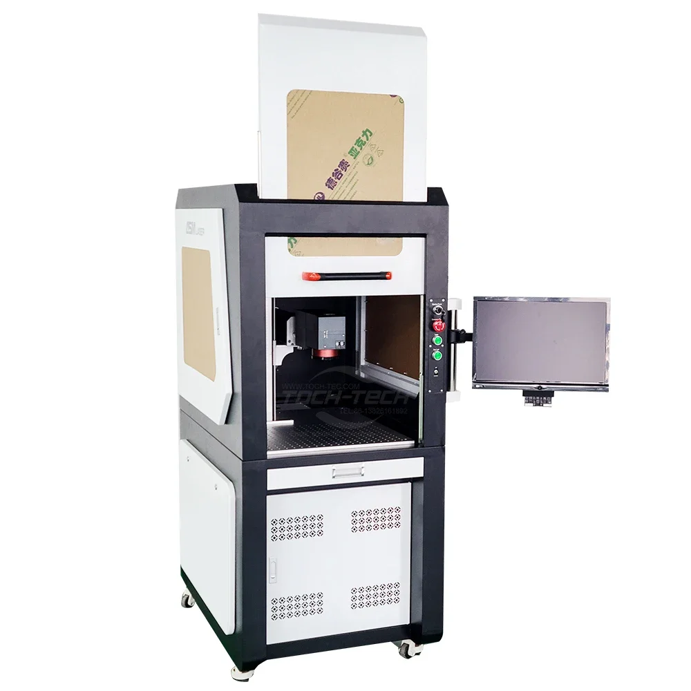 Enclosed Fiber Laser Engraving Machine 50w 60w 100w 200w Fiber Laser Marking Machine For Metal Gold Silver Jewelry 2D 2.5D 3D