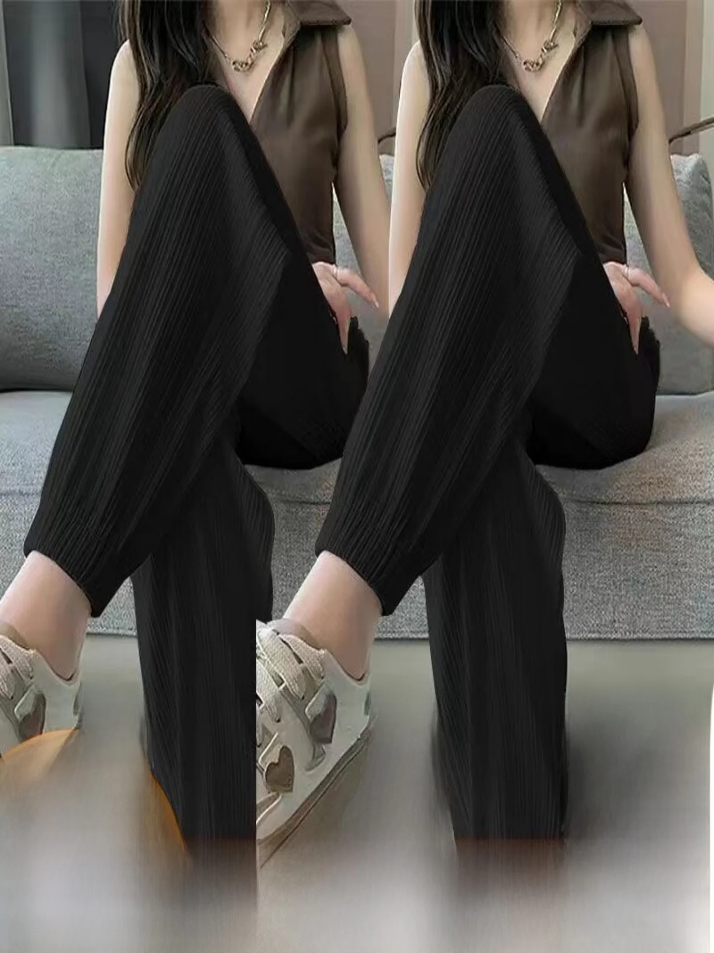 Women's Summer Ice Silk Ultra-Thin Mosquito-Resistant Sport Pants Quick-Drying Breathable Casual Pants Harajuku Style Small Foot