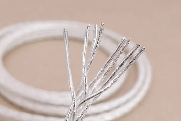 7N OCC 8 Croes banhado a prata 3,5 mm a 3,5 mm macho para macho cabo de áudio auxiliar para linha de fio de fone de ouvido montado na cabeça do carro