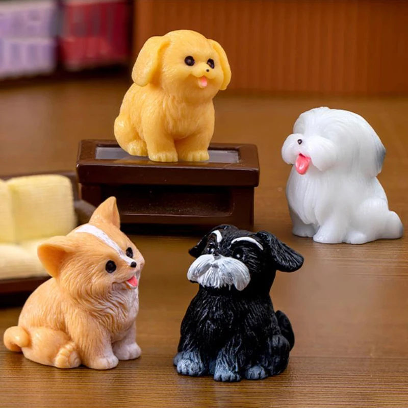 Mini Resin Dog Statue Model Micro Landscape Decoration For Car Home Desktop Ornaments