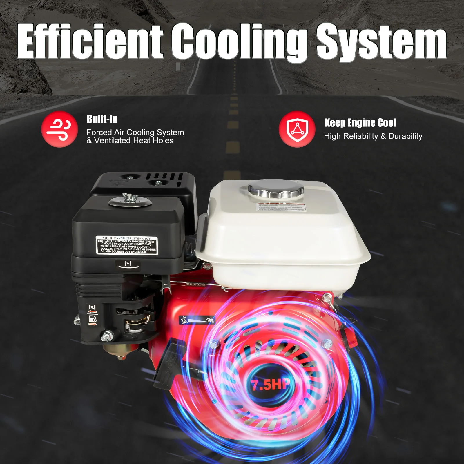 5,1 kW Generator 7,5 PS Benzinmotor nahtlos 25 ° Schräger Einzylinder 4-Takt für landwirtschaftliche Geräte und Heimbackup – Detail 2