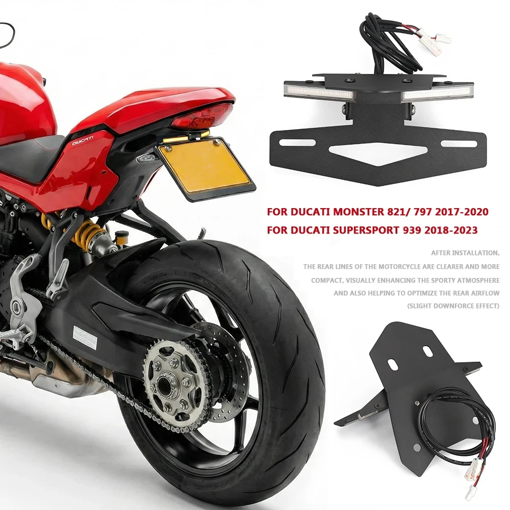 

Motorcycle License Plate Holder Bracket With LED Light Turn Signal For Ducati Supersport 939 Monster 797 821 Accessories