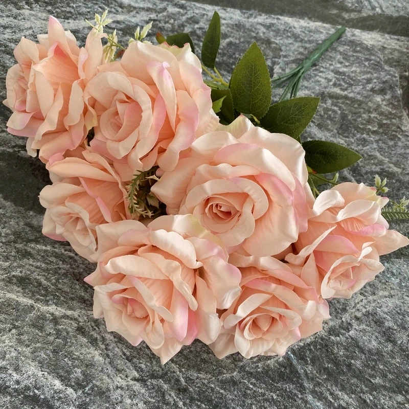 12 cm großer künstlicher Rosenstrauß mit 7 Köpfen – ideal für Hochzeitsdekoration, Partyarrangements und Heimdekoration – Detail 8