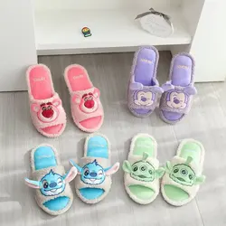 Cartoon Anime Slippers Stitch Lotso Indoor Shoes Japanese Style Open Toe Flip Flops For Sweet Girl Flat Shoes Spring Summer