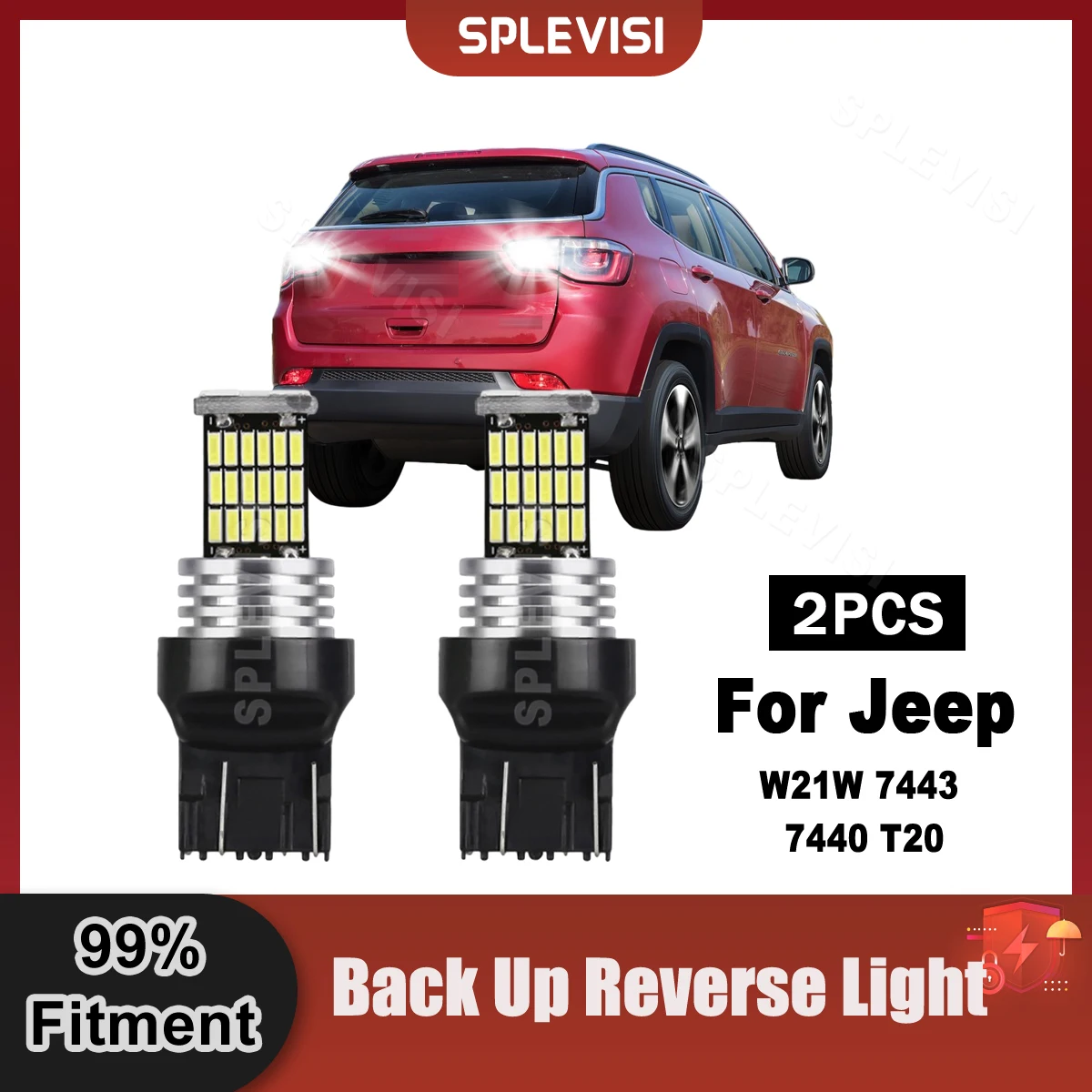 

1 Pair Reverse Light Canbus Lamp LED W21W 7440 7443 T20 Back-Up Light For JEEP Compass 2011-2019 Jeep Cherokee 2014-2020