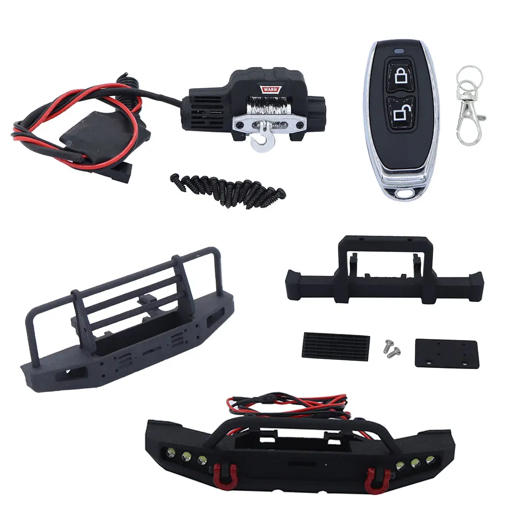 TRX4-M Front Bumper with Winch Remote Controller For TRX4M 1/18 RC Crawler Car Upgrade Parts