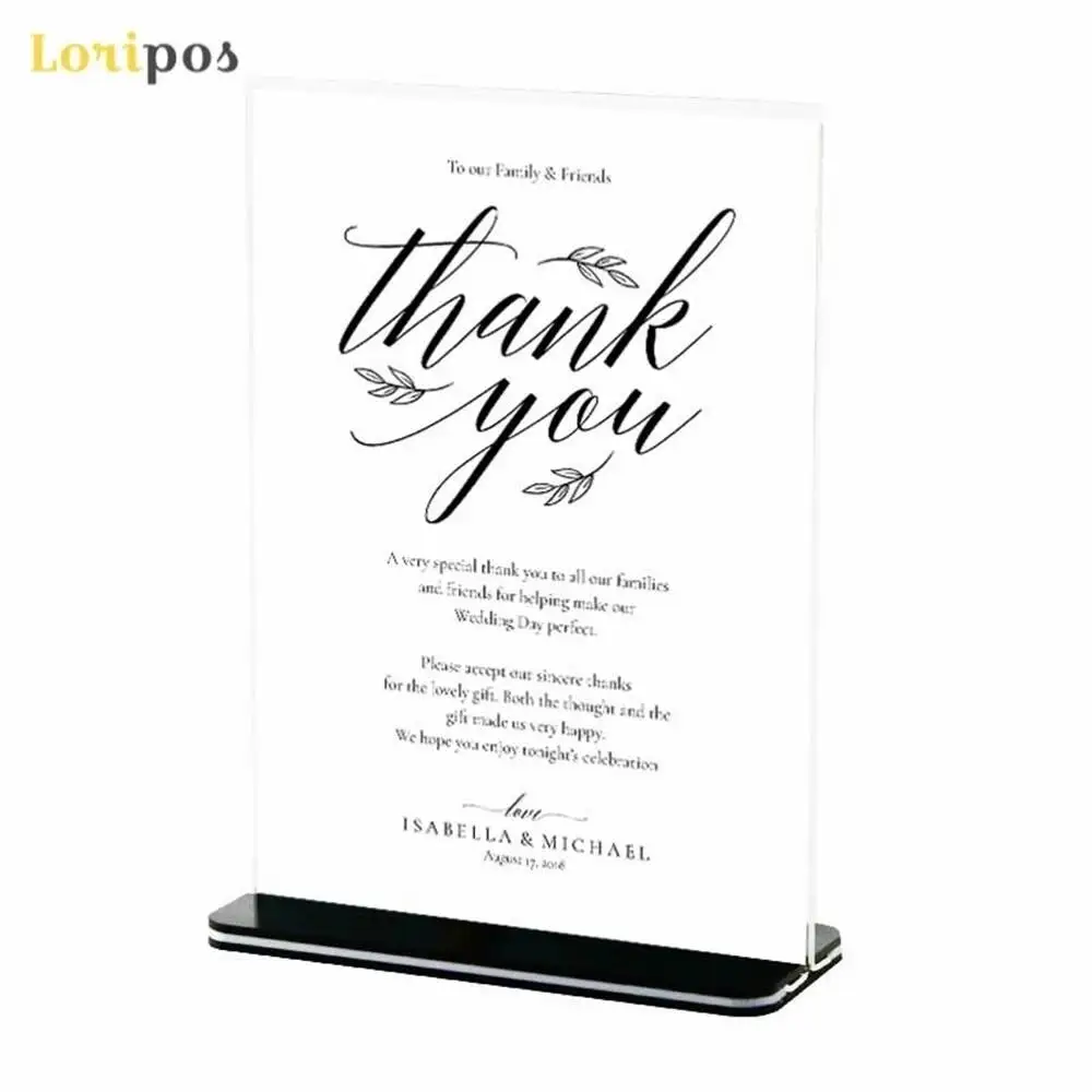 Double-sided T-type Acrylilc Desk Sign Holder Card Display Stand Table Menu Photo Frame
