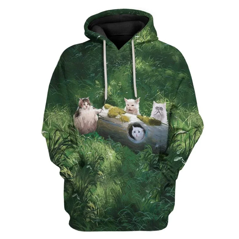 Cute cat 3D Printing Hoodie For Men Scottish Fold Pattern Hooded Fashion Casual Women Pullover Streetwear Bluza z długim rękawem