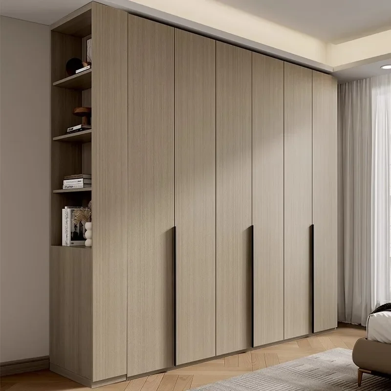 Solid wood granular board household bedroom wardrobe modern simple one-door to-top  hanging area multi-wardrobe storage c