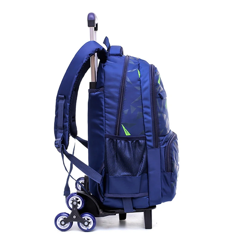 Grades 4-9 Kids Trolley Schoolbag Book Bag meninos meninas Mochila impermeável Removível Crianças Sacos De Escola Com 2/6 Rodas Escadas