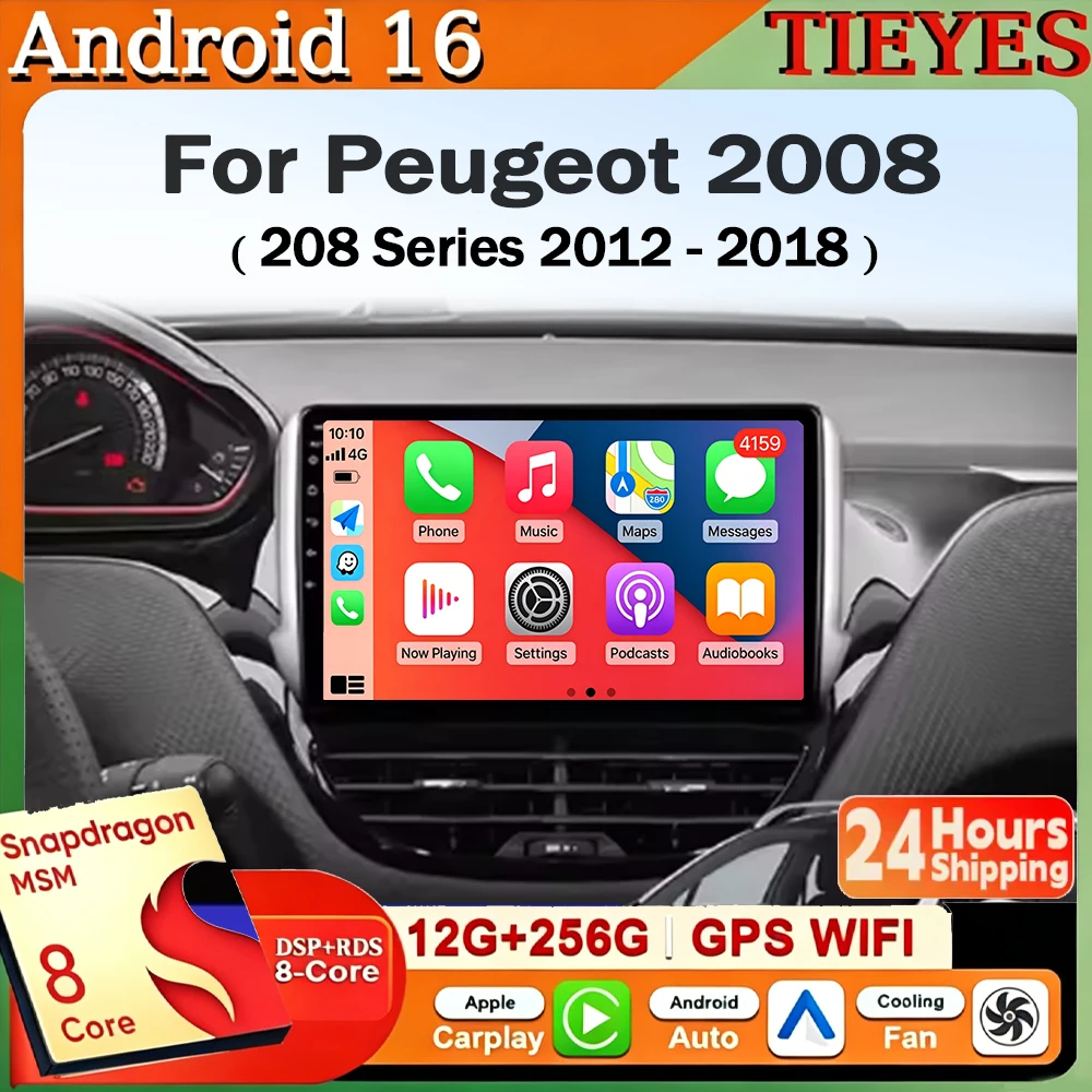 Android 16 Navigation Multimedia Player For Peugeot 2008 208 Series 2012 2013 2014 - 2018 Carplay Auto Stereo BT Video Car Radio
