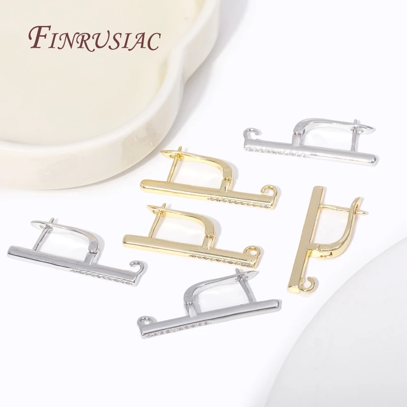 Handmade Earrings Making Supplies 18K Gold Plated Inlaid Zircon Earwires Fastener Earring Hooks Clasps For DIY Earring Accessory