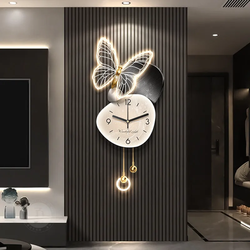 Relojes de Pared Artísticos y Estéticos para Sala de Estar, Relojes de Pared de Diseño Creativo de Lujo, Relojes de Pared Minimalistas de Estilo Chino, Reloj Pared, Decoración del Hogar