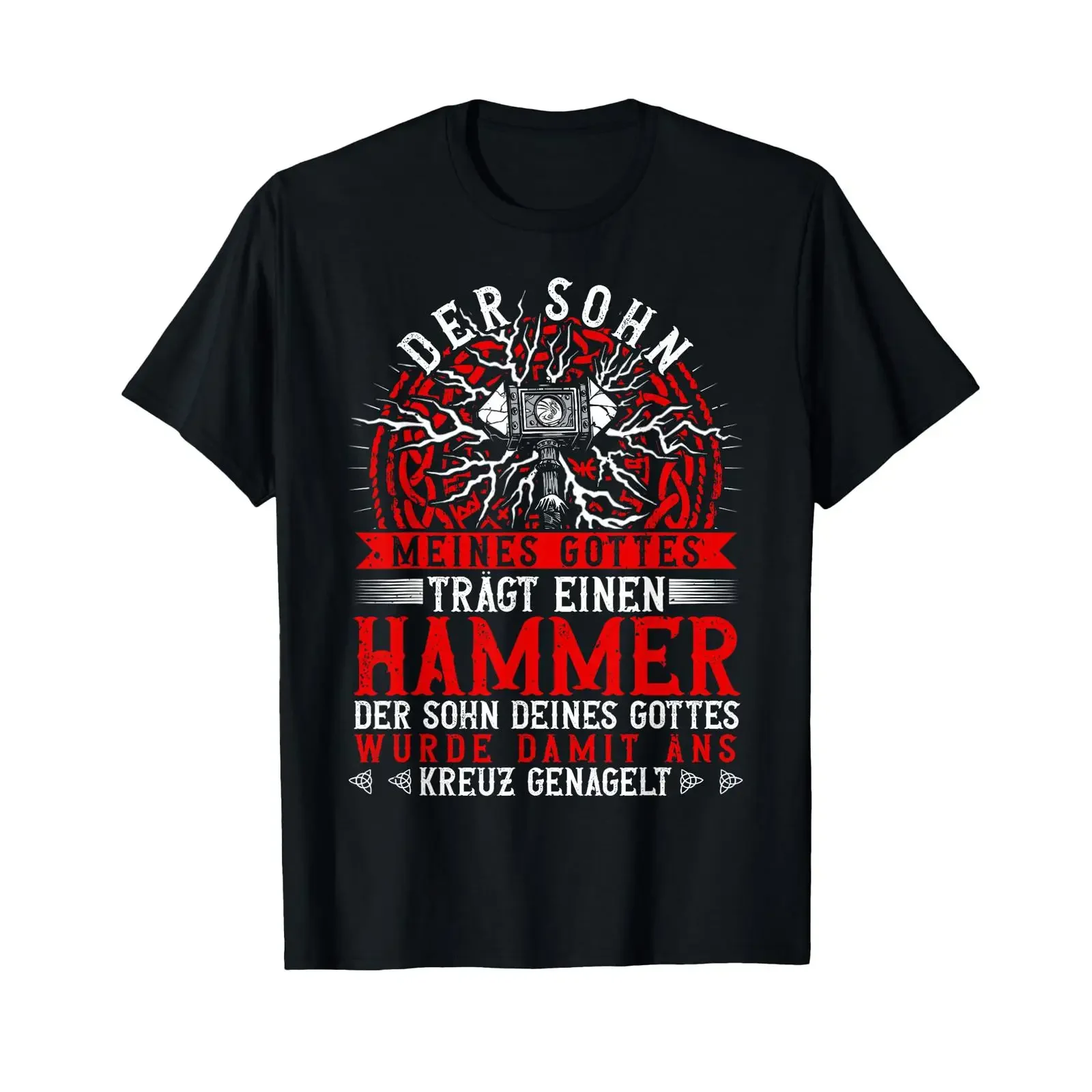 Viking T Shirt with German Text Der Son Meines Gottes Trägt Einen Hammer black s vintage Washed Top For Everyday Wear Unisex