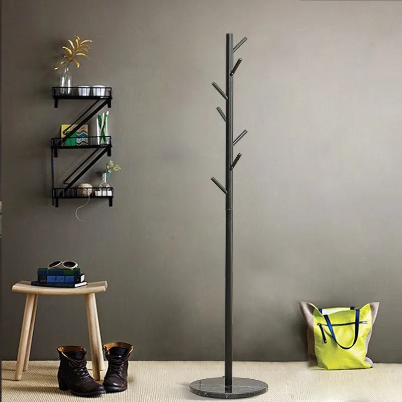 Carbon Steel Tree Coat Rack Stand with Marble Base Floor Clothes Hanger Heavy Duty Entryway Clothes Rack with Hooks