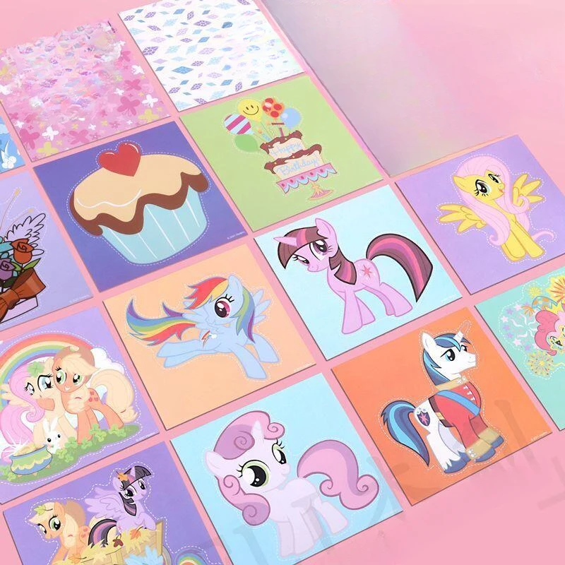 108pcs My Cartoon Little Pony Paper-cut Toys Fun Games Christmas Birthday Gifts